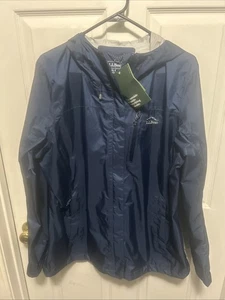 Chaqueta de lluvia LL Bean Trail Model para mujer XL azul oscuro con capucha cremallera cortavientos Tek. - Imagen 1 de 7