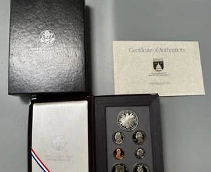 1989 S US Mint PRESTIGE Silver Proof 7 Coin Set w/ Silver Dollar Box & COA - Picture 1 of 5