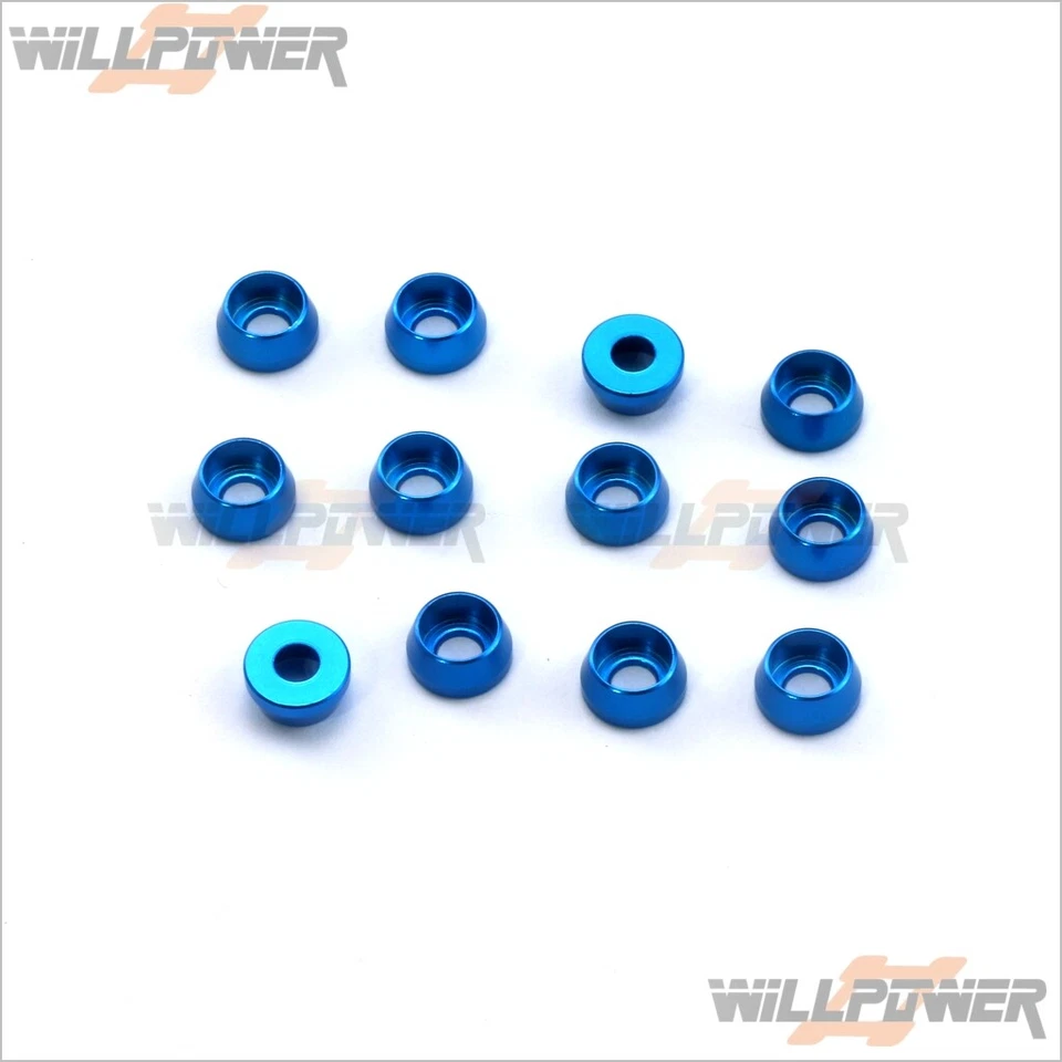 4mm Concave Alum. Cap Washer 12 Pcs (RC-WillPower) - Image 1 of 1