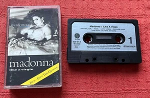 MADONNA - UK CASSETTE TAPE WITH PAPER LABELS - LIKE A VIRGIN - Picture 1 of 6