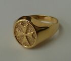 Men Signet Gift Gold Plated Maltese Cross Solid Ring Amalfi Croce All Sizes