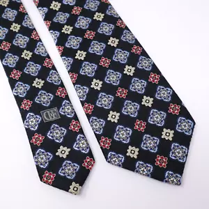 Daniel De Fasson Monogram Trifold Mens Tie 100% Silk Thick Woven Medallions 62" - Picture 1 of 13