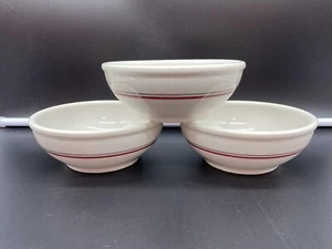 3 Vintage 1955 Syracuse China Restaurant Soup Bowls White With Red Black Stripes - Picture 1 of 5