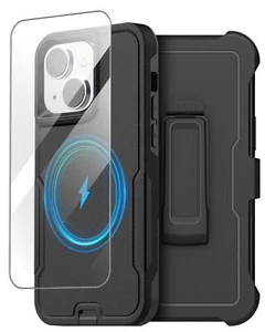 AICase for iPhone 15 Belt Clip Case with Glass Screen Protector,Heavy Duty Dr... - Photo 1 sur 9