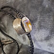 Amazing Sterling Silver Abalone Feather Southwestern Estate Bolo Tie