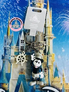 2025 Disney Parks Steamboat Willie Mickey Mouse Bag Tag Keychain New - Picture 1 of 1