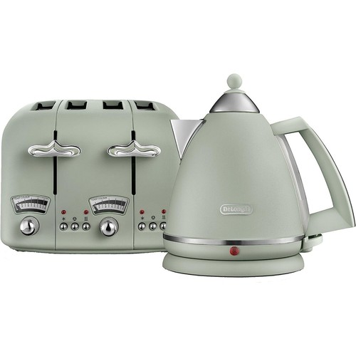 Delonghi Argento Flora Electric Jug Kettle & 4 Slice Toaster Set