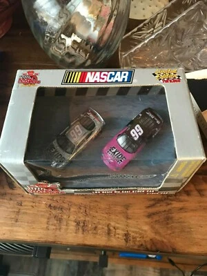 RACING CHAMPIONS SILVER CHROME 2 CARS  JEFF BURTON #99 EXIDE 1:64 SCALE SET - Image 1 of 4