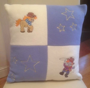 Embroidered Cowboy horse pony western child's cushion cover and inner Xmas gift - Picture 1 of 5