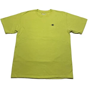 Champion Neon Green T-Shirt Mens Medium Blank Solid Construction Site Hazard - Foto 1 di 7