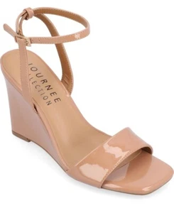 Journee Collection Women's Konna Brown Sandal Faux Leather Wedge Comfort SZ 8.5m - Picture 1 of 1