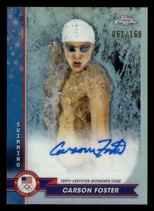 2024 Topps Chrome US Olympic CARSON FOSTER REFRACTOR AUTO 61/169 #AU-CF - Picture 1 of 2