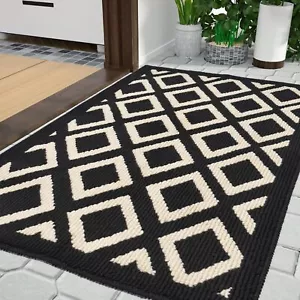 Inside Door Mat, 60x90cm Washable Doormat Black Dirt Trapper Outdoor Dirt - Picture 1 of 5
