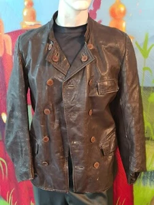 alte 20er Lederjacke Militär 30er Oldtimer Motorrad Panzer U-Boot Flieger - Bild 1 von 9