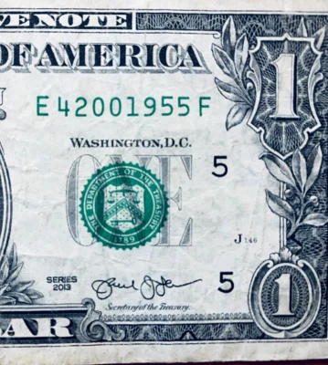 April 2 or Feb 4 1955 Birthday Anniversary Note One Dollar E 4-2-00-1955F - Image 1 of 3