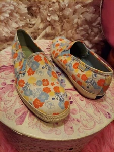 KEDS Double Decker Flower Sneakers Shoe 7 Office Casual White Blue Yellow Orange - Picture 1 of 5