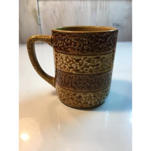 Taza de café vintage taza de té en relieve beige marrón rayas porcelana Japón 4" - Imagen 1 de 8