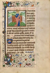 MINIATUREN STUNDENBUCH BOOK OF HOURS PERGAMENT GOLD BARTHOLOMÄUS BRÜGGE 1455 AD - Bild 1 von 6