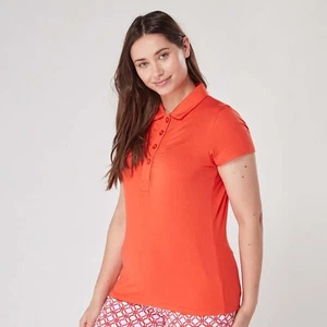 Swing Out Sister Ladies Ultra-Soft Stretch Short Sleeve Polo in Mandarin Orange - Picture 1 of 6