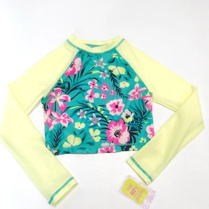 Tommy Bahama Top Girls Size 8 Green Floral Long Sleeve Swim Rash Guard Tropical - Picture 1 of 7