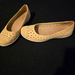 Hotter Livvy Shoes Yellow Nubuck Leather Ladies Flat Ballerina Slip on Size UK 6 - Picture 1 of 10