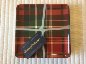 Tommy Bahama Plaid Melamine Square Appetizer/ Dessert Plates SET of 6 Brand New - Picture 1 of 9