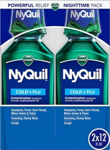 Vicks Nyquil Cold & Flu Nighttime Relief Syrup with Original Flavor 24 Ounces - Picture 1 of 3