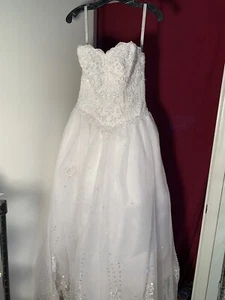 Mary's Designer 4509 weiß Organza & Perlen Brautkleid ~ Größe 8 - Bild 1 von 8