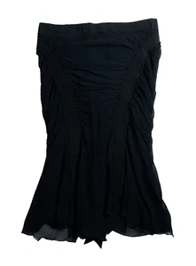 Moschino VINTAGE Black Silk Ruched Gathered Pencil Skirt Size 42/8 Italy - Picture 1 of 5