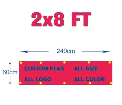Custom 2x8 Ft Banner Flag Sign 100% Polyester Single Sided With Grommets NEW