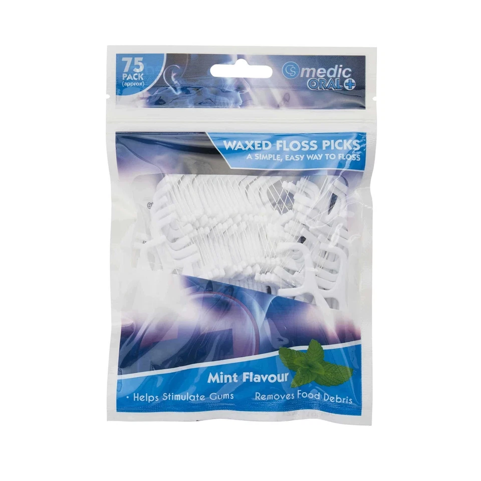 CS Medic Oral Waxed Floss Picks Mint Flavour 75?s