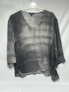 Eileen Fisher Batik Seide 3/4 Ärmel Hi Lo Tunika Top P/M - Bild 1 von 8