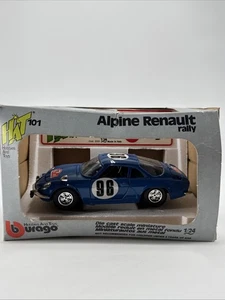 Vintage 1:24 Burago Hobbies And Toys 101 Alpine Renault Rally Blue Ships Fast - Picture 1 of 10