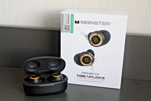 Monster Achieve 100 Airlinks Auricolari Wireless Cuffie Bluetooth con Custodia - Foto 1 di 4