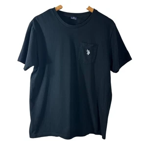 US Polo ASSN Men's Tee Black 100% Cotton Logo Pocket Crew Neck Shirt Size L - Picture 1 of 7