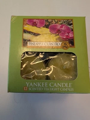 New Box 12 Yankee Candle Pineapple Cilantro tea lights Made In USA Yellow Rare - Image 1 of 4