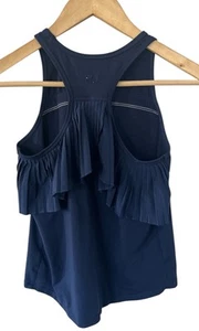 Athleta Girl Navy Blue Ruffle Back Tank Top Medium 8/10 - Picture 1 of 4
