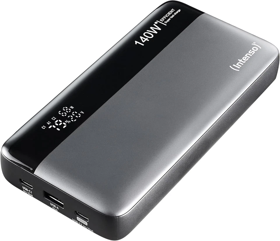 Intenso Powerbank HE25000 – 25000mAh 140W USB-C Power Delivery Akku Grau-Schwarz - Bild 1 von 4