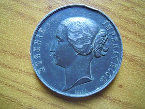 MEDAGLIA EUGENIE IMPERATRICE 1855 PALAIS DE L ' INDUSTRIE ESPOSITION UNIVERSELL - Imagen 1 de 1