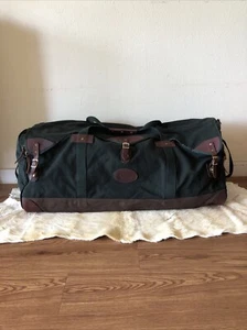 Vintage Orvis Battenkill Forest Green Canvas And Brown Leather Duffel Plus Staps - Picture 1 of 23
