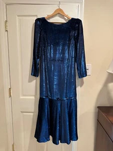 Louis Feraud Vintage Evening Gown @1980's Shimmering Royal Blue Sz 10 - Picture 1 of 7
