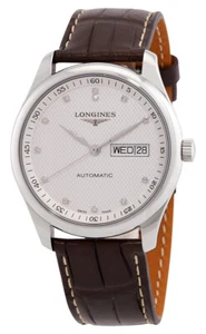 Longines Master Colección Automático Cuero Diamantes Hombre Reloj L2.755.4.77.3 - Imagen 1 de 3