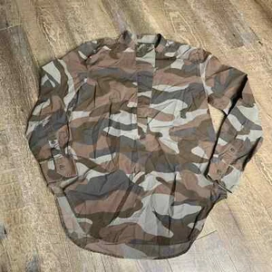 Top túnica Madewell The Perfect Popover para mujer talla pequeña verde camuflaje - Imagen 1 de 8