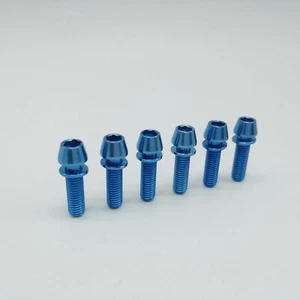 Titanium Ti Blue M5x18 Bolts Allen Hex Bike Tapered Head Screw Washer 6Pcs/lot - Picture 1 of 3