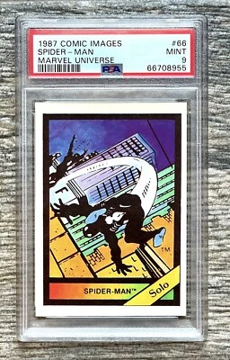 PSA 9 LOW POP 3 NONE HIGH RARO 1987 MARVEL UNIVERSE SPIDER-MAN DISFRAZ NEGRO #66 Foto 1 de 2