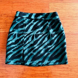 Bec & Bridge Size 8 Zebra Print Mini Skirt Green Black Discotheque Emerald - Picture 1 of 11