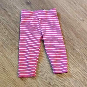 Mini Boden Pink & White Striped Cropped Leggings Girls Capri Pants Size 3/4 - Picture 1 of 3