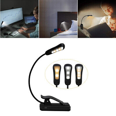 LED Reading Book Light W/Flexible Clip USB Rechargeable Lamps For Book Reading • 12.99$