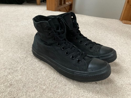 SCARPE DA GINNASTICA CONVERSE HI TOP NERE IN TELA UK 8 LACCI PIATTE CASUAL ZZ