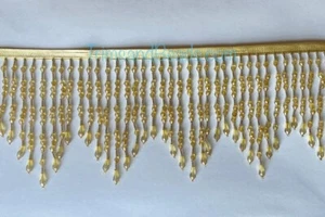 Corneta de semilla de vidrio CHEVRON dorado de 5" borde de flecos de cuentas de acrílico abigarrado - Imagen 1 de 1